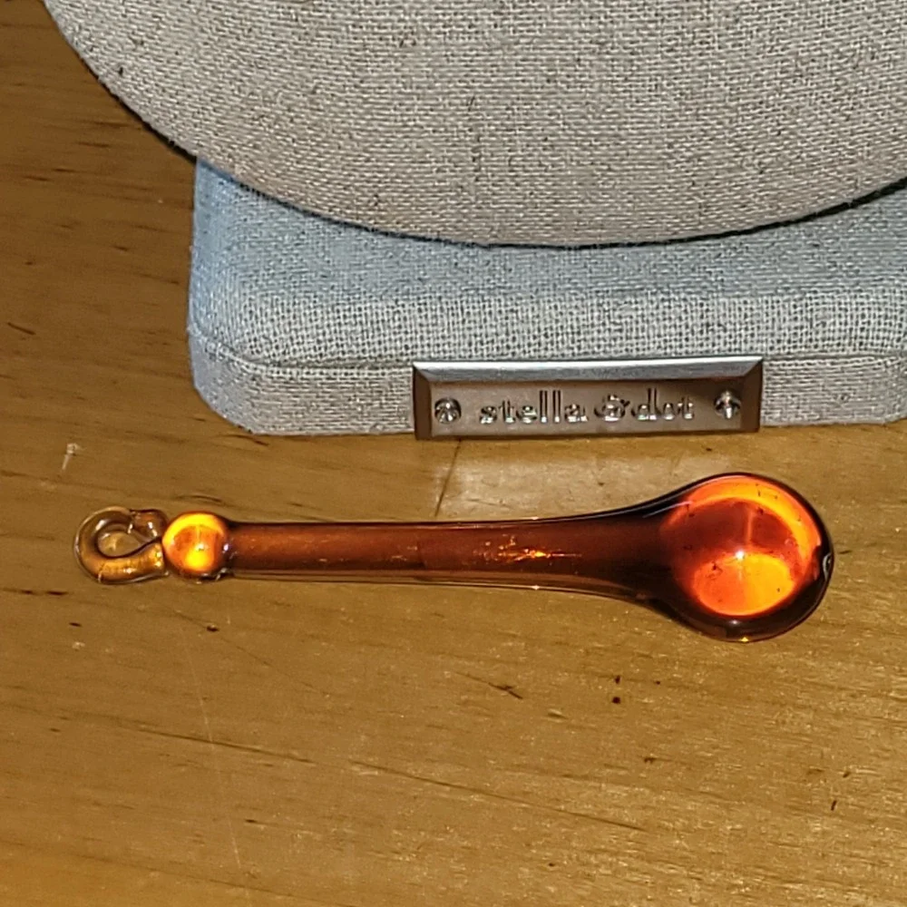 Vintage Amber Art Glass Teardrop Pendant Handblown Style 3 Inch
